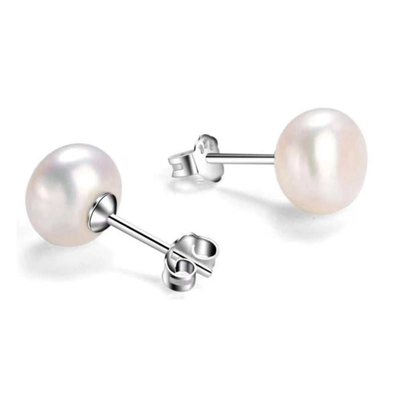 Freshwater Pearl Earrings Studs 925 Sterling Silver Real Pearls Girl Size