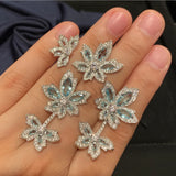 Zircon Crystal Flower Earrings Ring Set