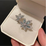 Zircon Crystal Flower Earrings Ring Set