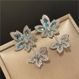 Zircon Crystal Flower Earrings Ring Set