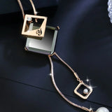 Zircon Long Chain Necklace Silver Crystal Maxi Necklaces