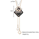 Zircon Long Chain Necklace Silver Crystal Maxi Necklaces