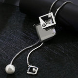 Zircon Long Chain Necklace Silver Crystal Maxi Necklaces