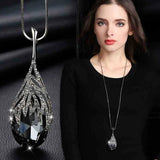 Zircon Long Chain Necklace Silver Crystal Maxi Necklaces