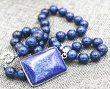 Lapis Lazuli Beads & Cube Pendant Necklace