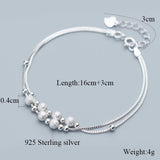 925 Silver Bracelet with Two Layer Lines Transfer Bead Scrub Beads