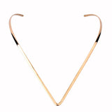 V Shape Choker Necklace Silver Jewelry Stainless Steel