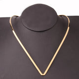 V Shape Choker Necklace Silver Jewelry Stainless Steel