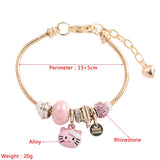 Stainless Steel Cat Rainbow Crystal Adjustable Bracelet