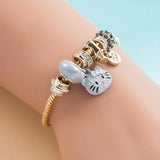 Stainless Steel Cat Rainbow Crystal Adjustable Bracelet