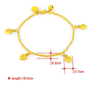 24k Yellow Plating Hearts Charm Bracelet Women's Jewelry