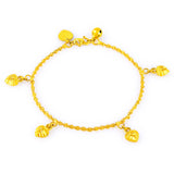 24k Yellow Plating Hearts Charm Bracelet Women's Jewelry