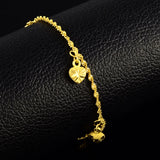 24k Yellow Plating Hearts Charm Bracelet Women's Jewelry