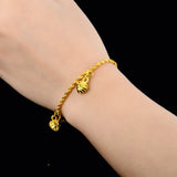 24k Yellow Plating Hearts Charm Bracelet Women's Jewelry
