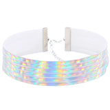 6-Layer Holographic Punk Choker Faux Leather Cosplay Sexy Choker