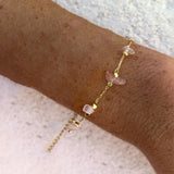 Stone Beaded Bracelet Strawberry Quartz Garnet Adjustable Bangle