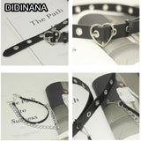 Women Punk Waist Belt Metal Circle Ring Heart Buckle Leather Hip hop Waistband