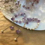 Freshwater Pearls Bracelet with Amethysts and Purple Crystal