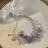 Freshwater Pearls Bracelet with Amethysts and Purple Crystal