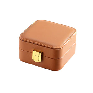Portable Jewelry Case Rings Earrings PU Leather Lightweight Travel