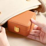Portable Jewelry Case Rings Earrings PU Leather Lightweight Travel