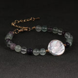 Crystal Fluorite Bracelet with Baroque Pearl Charm