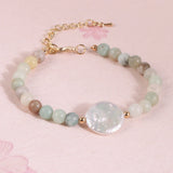 Crystal Fluorite Bracelet with Baroque Pearl Charm
