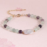 Crystal Fluorite Bracelet with Baroque Pearl Charm