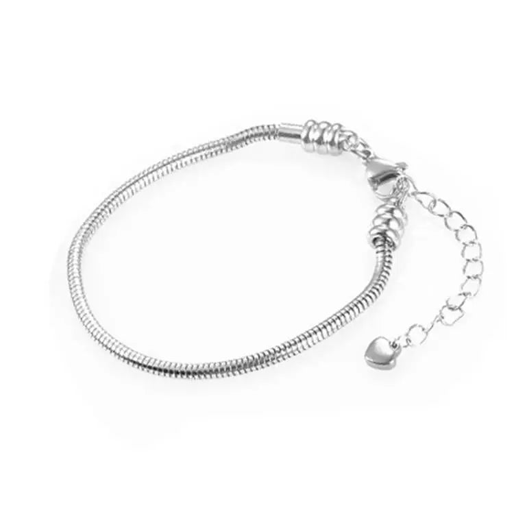 Stainless Steel Slider Charms Bracelet Snake Chain 3mm