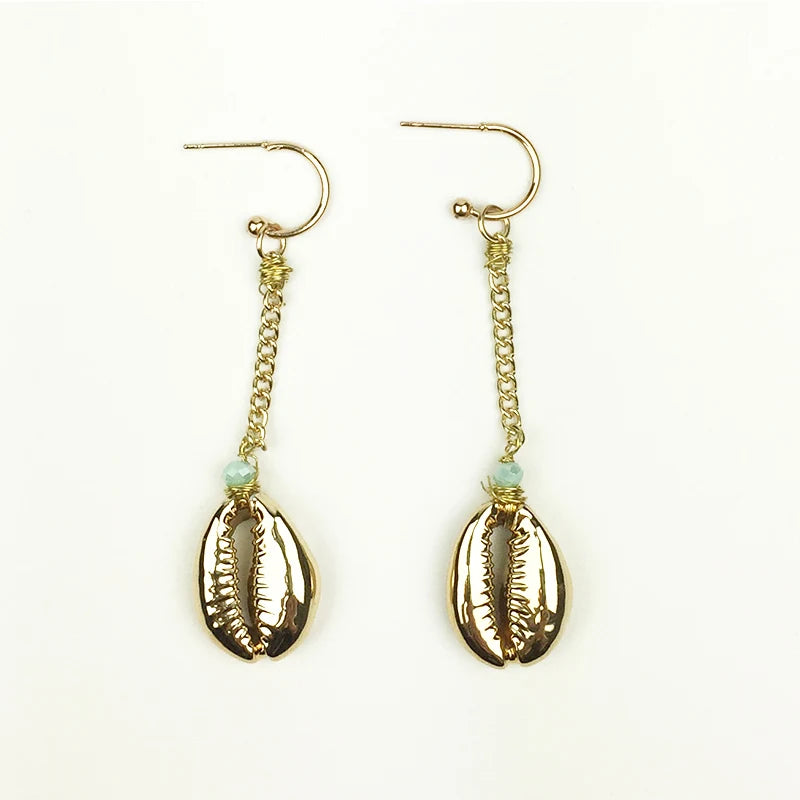 Bohemian Cowrie Shell Earrings Sea Shell Oorbellen Boucle D'Oreille