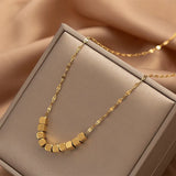 Women Pendant Cord Chokers Thick Chain Necklaces Titanium Stainless Steel