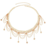 Women Waist Chain Hook Belt with Tassels for Dress Skirt Metal Belts
