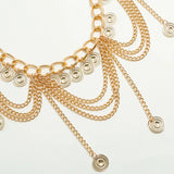 Women Waist Chain Hook Belt with Tassels for Dress Skirt Metal Belts