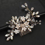 Golden Pearls Wedding Hairpins Hair Clips Crystal Hair Jewelry