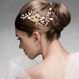Golden Pearls Wedding Hairpins Hair Clips Crystal Hair Jewelry