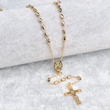 Women Golden Stainless Steel Catholic Rosary Necklace