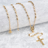 Women Golden Stainless Steel Catholic Rosary Necklace