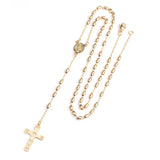 Women Golden Stainless Steel Catholic Rosary Necklace