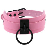 Women Goth Leather Collar Chain Necklace Choker O-ring Sexy Bondage Punk Harness