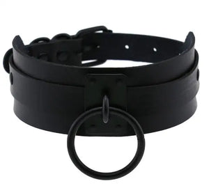 Women Goth Leather Collar Chain Necklace Choker O-ring Sexy Bondage Punk Harness