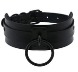Women Goth Leather Collar Chain Necklace Choker O-ring Sexy Bondage Punk Harness