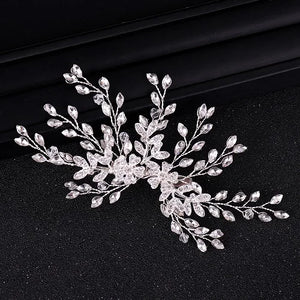 Bridal Rhinestone Hair Clip Wedding Tiara Floral Bride Headwear