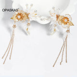 Flower Style Hairpin Retro Element Headdress Fairy Tale Crystal Tassel