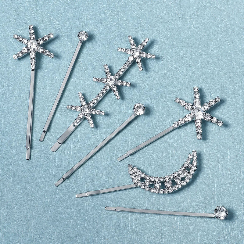 Star Moon Crystal Hairpins Bridal Hair Ornament