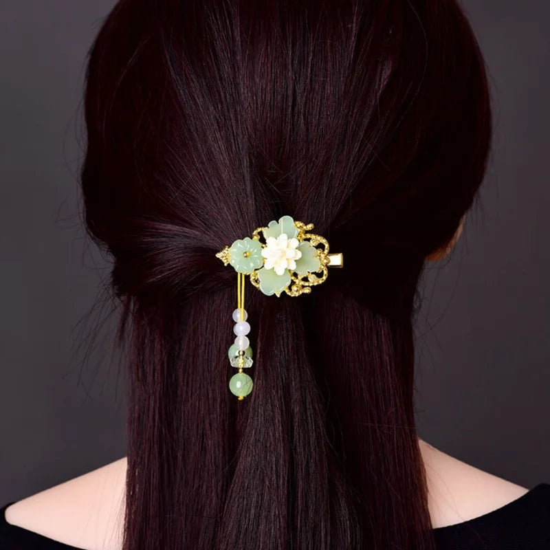 Glass Glazed Flower Hair Claws Ethnic Hairpins Clips Gift for Women