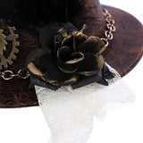 Women Halloween Gothic Mini Top Hat Steampunk Gears Chain Feather Fancy Dress