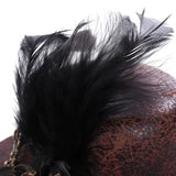 Women Halloween Gothic Mini Top Hat Steampunk Gears Chain Feather Fancy Dress