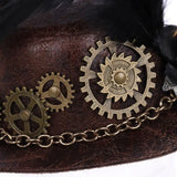 Women Halloween Gothic Mini Top Hat Steampunk Gears Chain Feather Fancy Dress