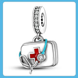 925 Silver Pink Enamel Handbag Charm Pendant for Bracelet Gift