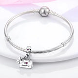 925 Silver Pink Enamel Handbag Charm Pendant for Bracelet Gift